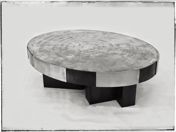 Phaux Brass Coffee Table with Patinated Etched Top