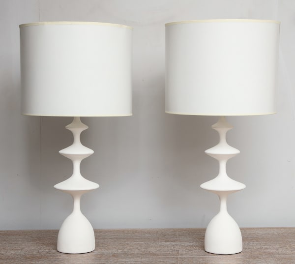 Pair of Custom Sculptural Plaster Table Lamps