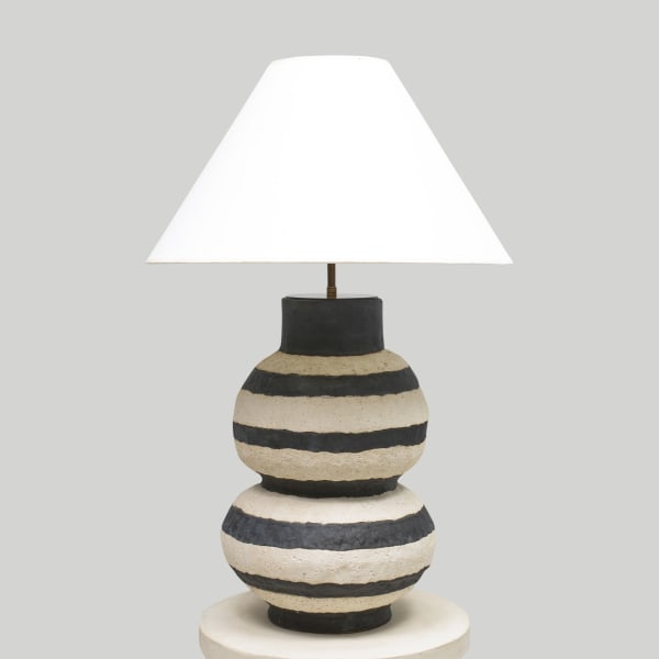 Bespoke Sculptural Ceramic Black and White Lamp