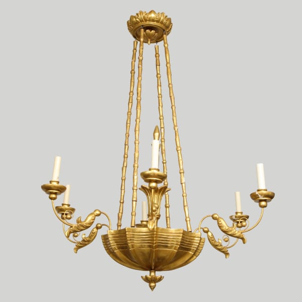 Custom Giltwood Hand-Carved Chandelier in the Neoclassic Manner