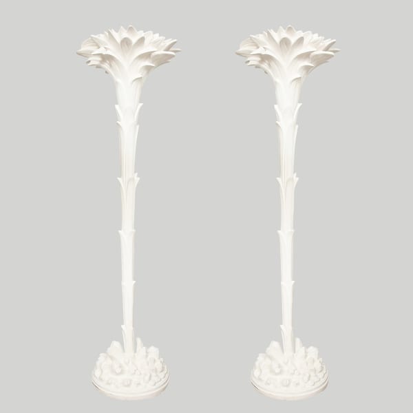 Custom Pair of Plaster Torchères in the Serge Roche Manner
