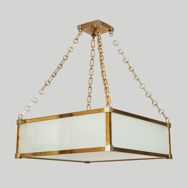 Custom Art Deco Style Nickel and Brass-Plated Pendant Fixture