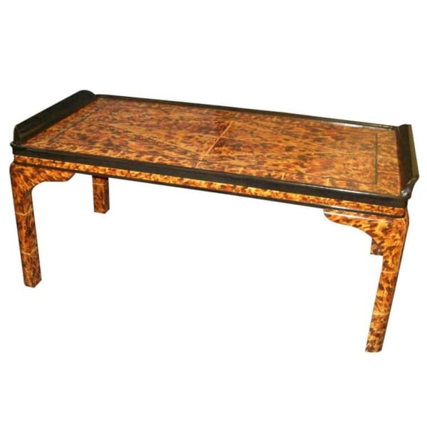 Custom Lacquered Faux-Tortoise Coffee Table