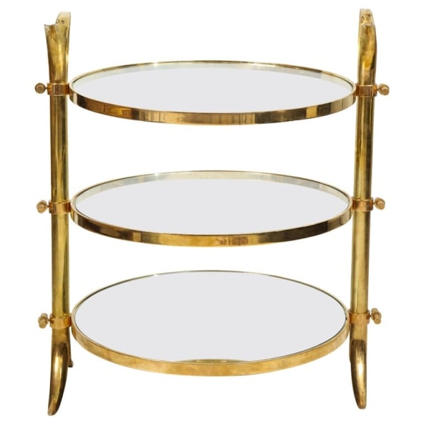 Bespoke Three-Tiered Brass Tulip Table