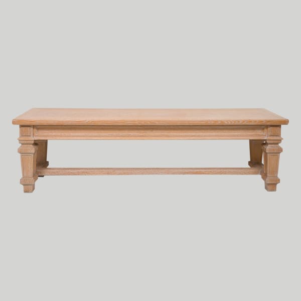 Vintage French Cerused Oak Bench