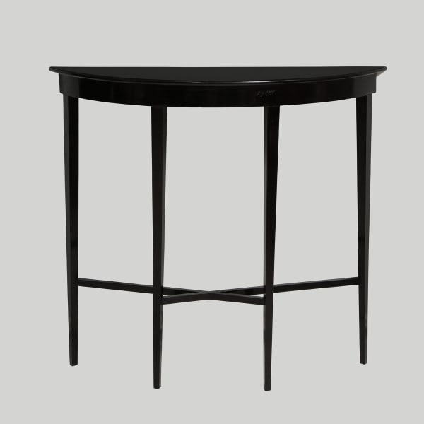 Custom Ebonized Demilune Console on Tapered Legs
