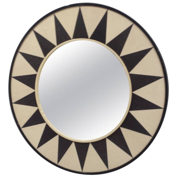 Custom Shagreen Mirror with Sunburst Pattern
