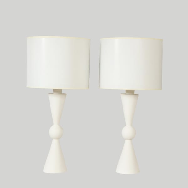 Pair of Hand Crafted Custom Plaster Arlo Table Lamps