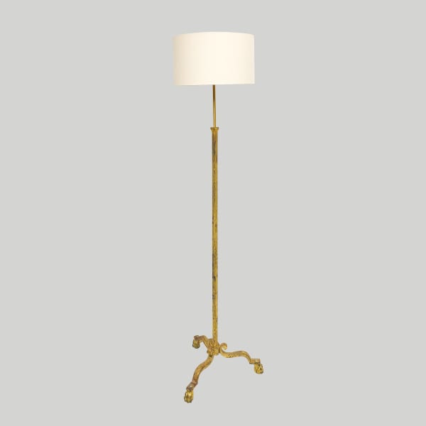 French Vintage Gilt Wrought Iron Floor Lamp