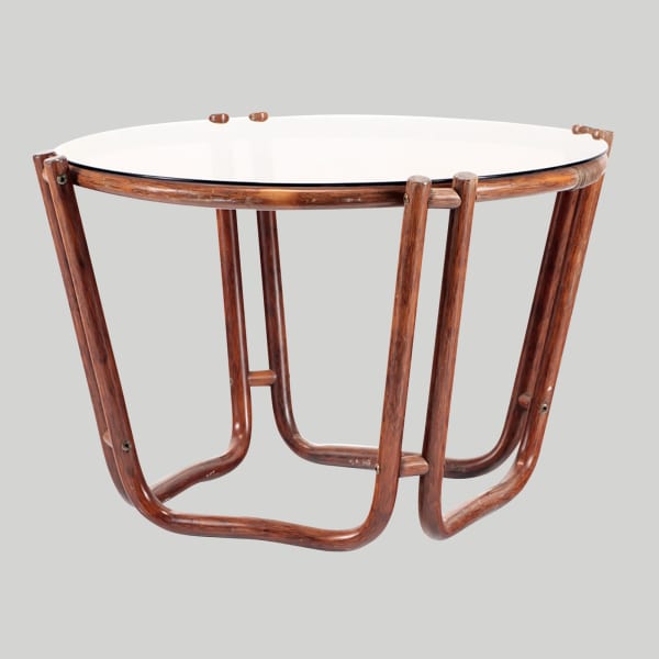 Rattan Glass-Top Table in the Secessionist Manner