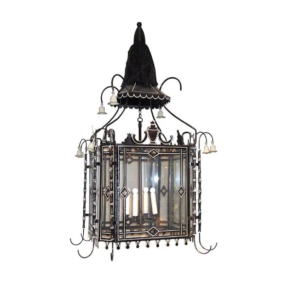 Custom Black and White Tole Lantern