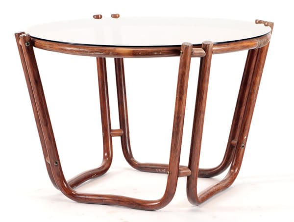 Rattan Glass-Top Table in the Secessionist Manner