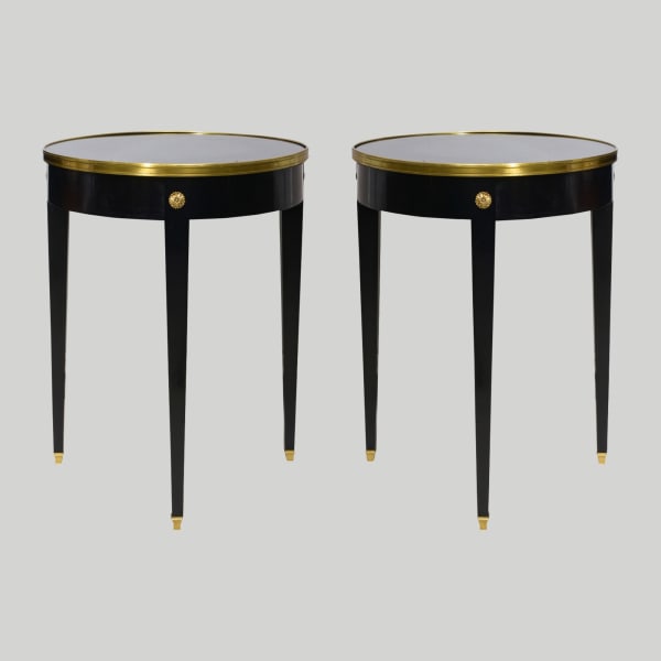 Pair of Vintage French Ebonized Bouillote Tables