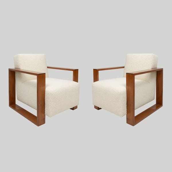Custom Pair of Sculptural Arm Chairs