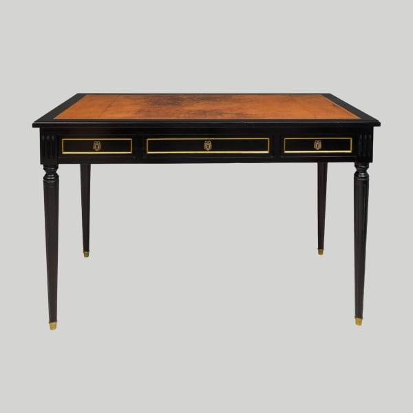 Maison-Jansen Attributed French Leather Top Bureau Plat Desk