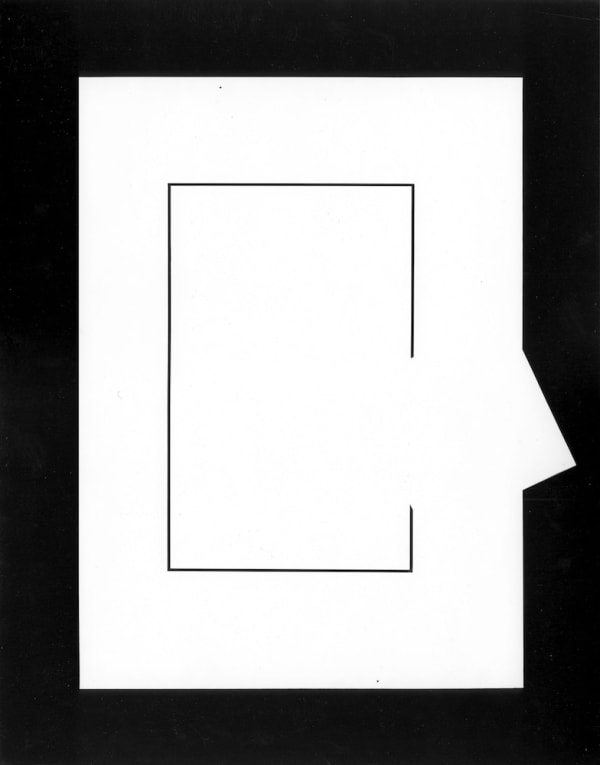 Ray K. Metzker, Geometric abstract composition, white rectangle with black line, c.1969