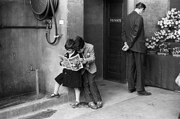 Homer Sykes, Two young boys reading Hotspur comic at the Royal Horticultural Society Flower Show, Victoria, London, 1968