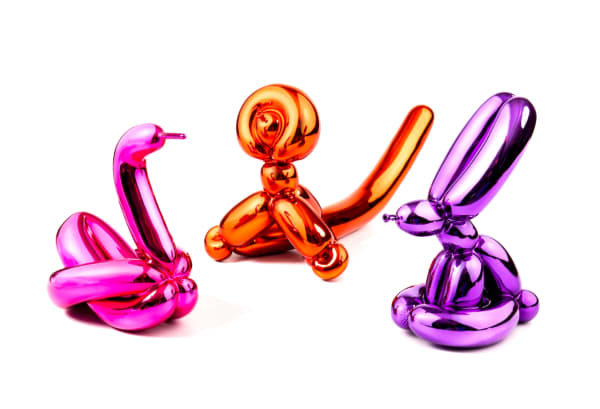 Balloon Animals II (Orange Monkey, Magenta Swan & Violet Rabbit)