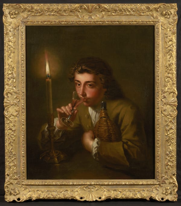 Philip Mercier, Boy drinking wine by candlelight, c1750