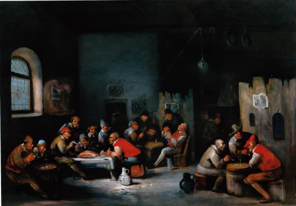 Egbert van Heemskerk, A tavern interior with revellers sitting at tables