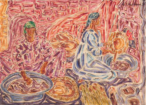 Inji Efflatoun, Untitled (Baking), 1971