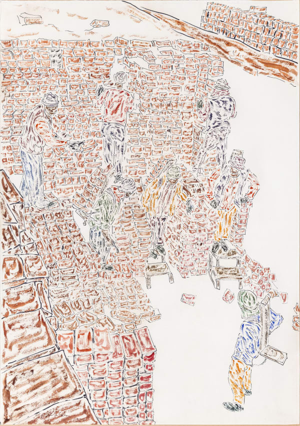 Inji Efflatoun, Ouvriers au travail, 1981