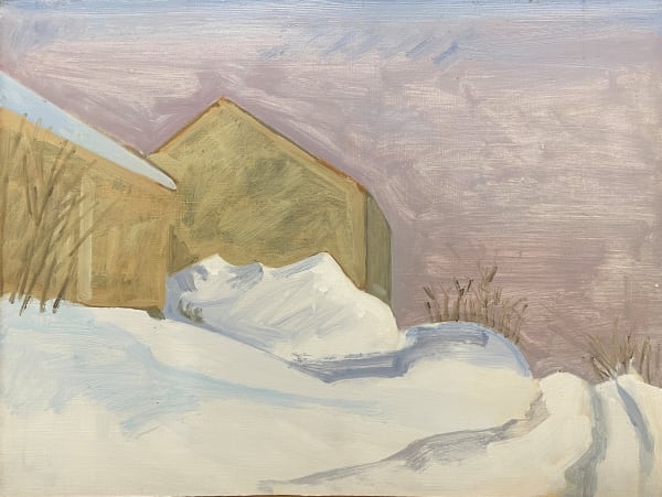 Lois Dodd, Rowe's Place Under Snow, Washington, Maine, 1977