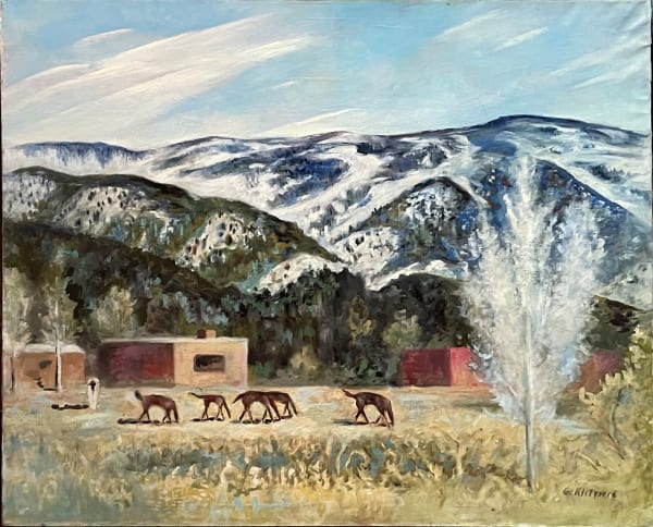 Georgina Klitgaard, New Mexico Landscape with Grazing Horses