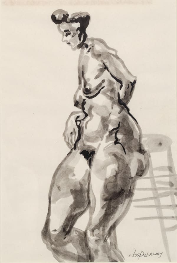 Joseph Delaney, Nude with Hand on Hip Leaning Against Chair, circa 1935