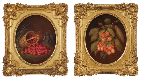 Sarah Miriam Peale, Pair of Still Lifes: Cherries and Basket with Berries, circa 1860