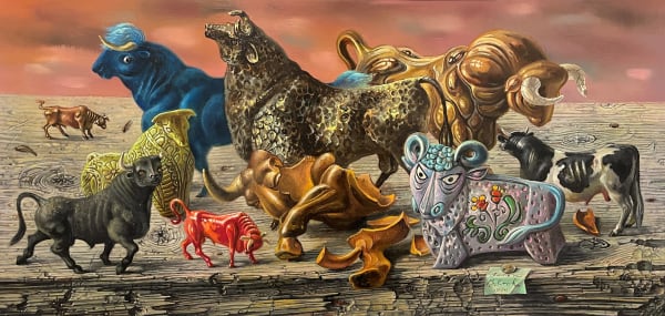 Aaron Bohrod, Multibulls, 1990