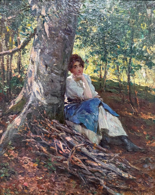 Henry Mosler, Woman Resting Beneath a Tree, circa 1900