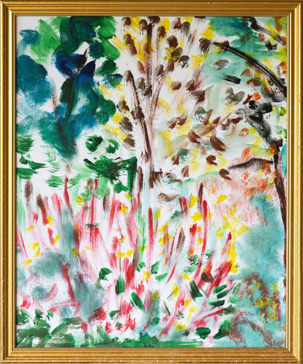 Leah Wood, Greens & Reds In The Garden, I (Triptych), 2025