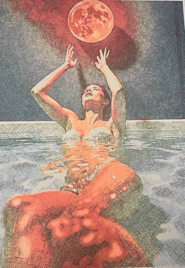 Michael Edwards, Girl In The Pool With Sun, 2024