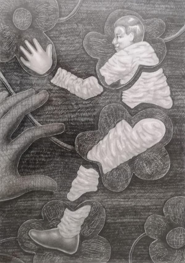 Lucas Kaiser, Pflück (Pick), 2021, 42 × 29.7 cm / 16 1/2 × 11 3/4 in, Pencil on paper