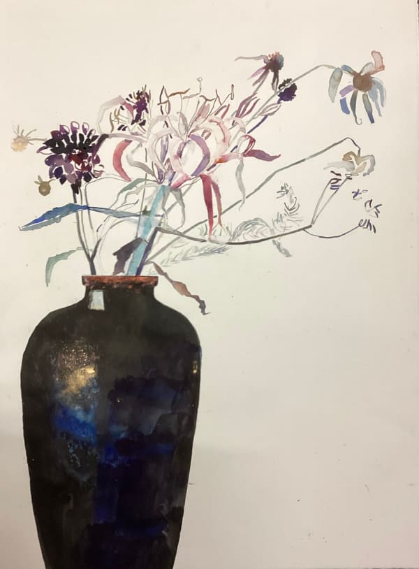 Sophie Knight, Tropical flower daisies and Chinese vase, 2024