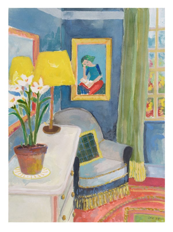 Lottie Cole, Interior with Young Girl Reading I, 2024