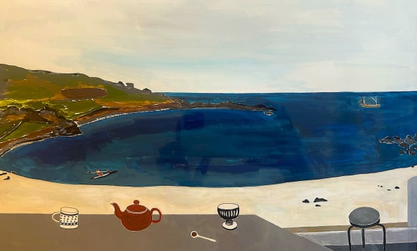 Rachel Nicholson (b. 1934), Porthmeor with Canoeist, 1989