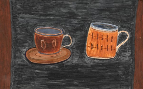 Rachel Nicholson (b. 1934), Orange Mug & Cup on Paynes Gray , 1978