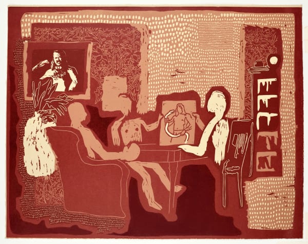 Three Men Looking At A Picture