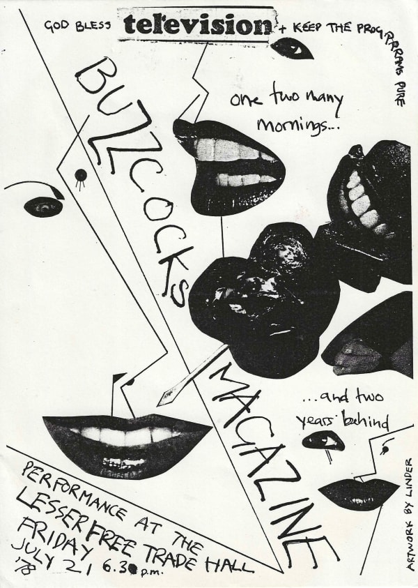Flyer for Buzzcocks and Magazine gig at Lesser Free Trade Hall, Manchester