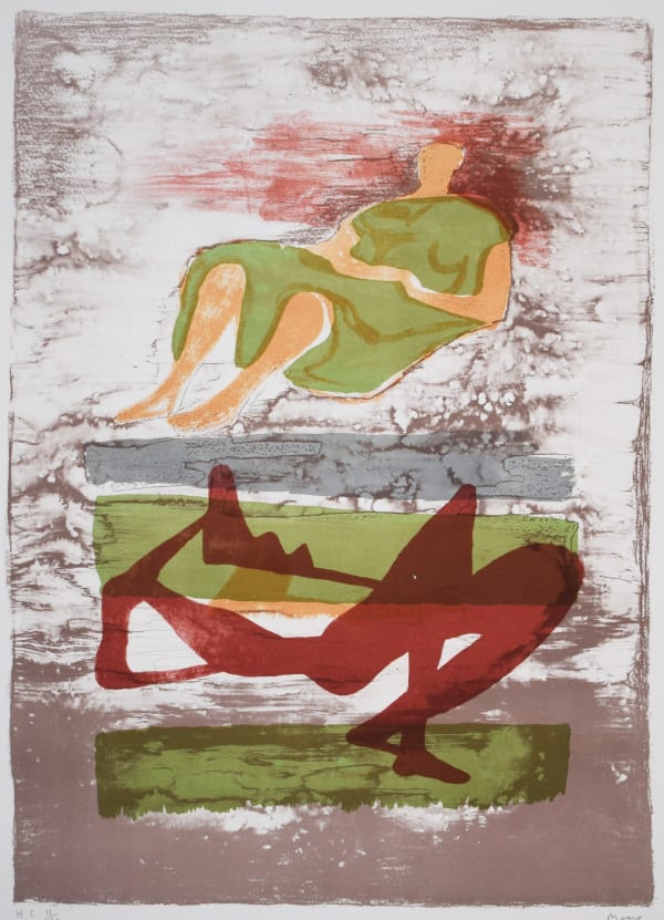 Two Reclining Figures on Striped Background, from: Reclining Figures