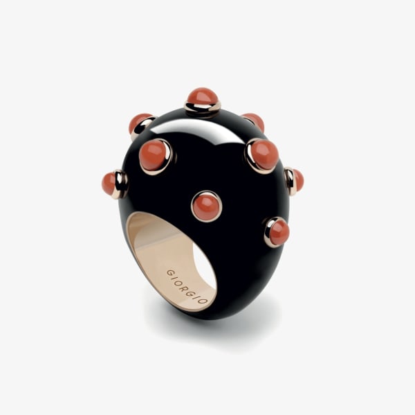 Giorgio B, Goccia Ring Black & Coral