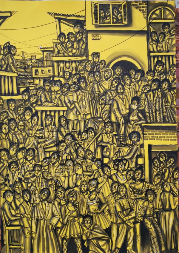Obou Gbais, Anono crowd yellow, 2020