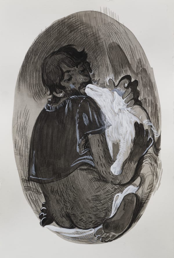 Salman Toor, Boy with Puppy, 2020