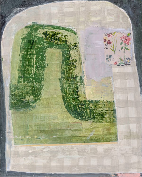 Green Shape with Flowers
