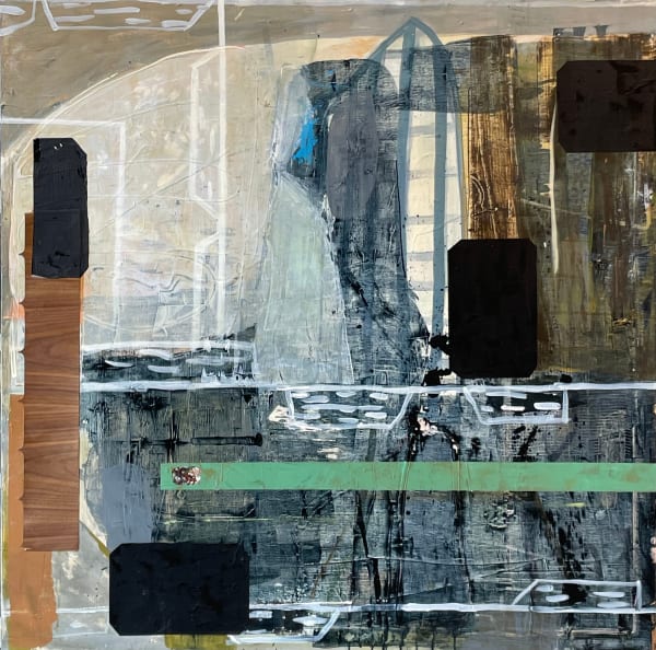 Square Painting with Carbon Paper Additions