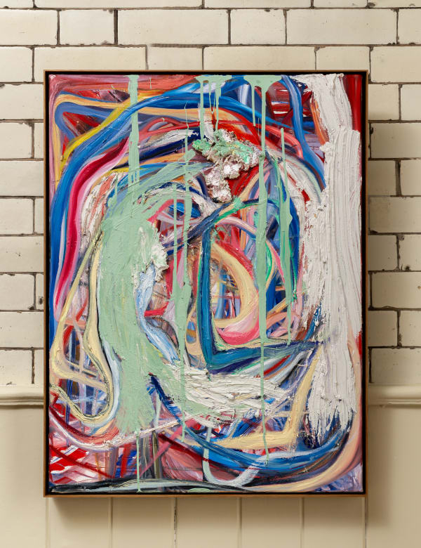 Tanya Ling Southern Ambush, 2024 Oil paint, emulsion paint and grouting on canvas. Signed. 80 x 60 cm (31 1/2 x 23 5/8 in)