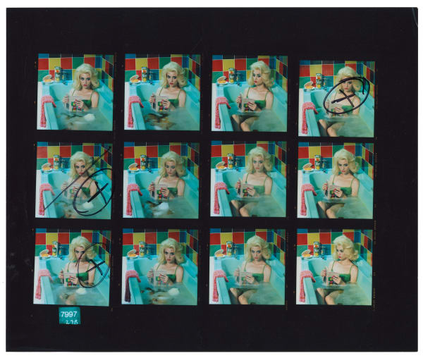 Circling The Small Ads (after Miller) - roll 7997, 2017 Unique vintage contact sheet with additional markings in marker pen by the artist. Signed verso. 25.5 x 30.5 cm (10 1/8 x 12 1/8 in)