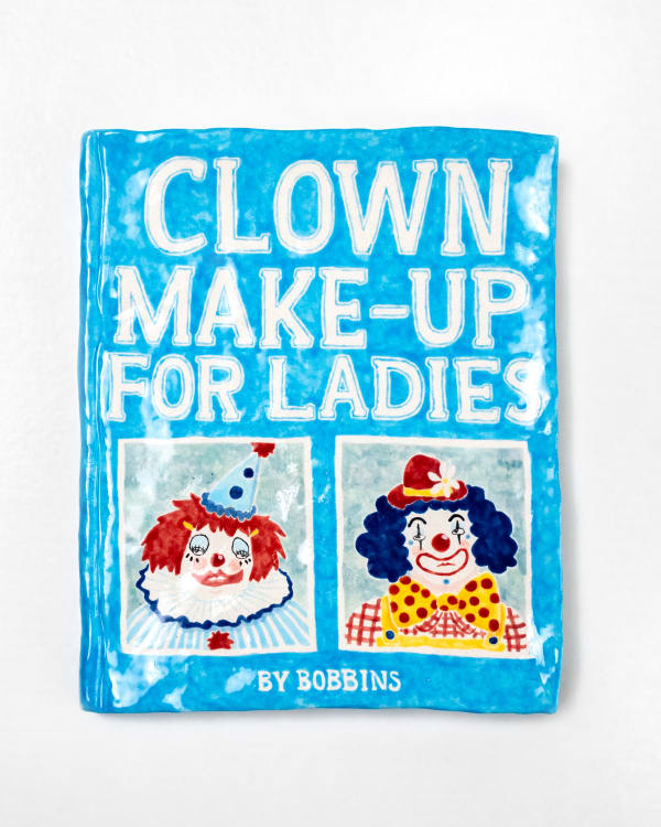 Katy Stubbs Clown Make-Up for Ladies, 2025 Earthenware and glaze. Signed and dated. 25 x 20.5 x 3.5 cm (9 7/8 x 8 1/8 x 1 3/8 in)